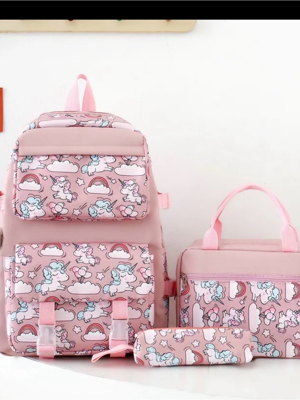 Kids Pink Unicorn Backpack Set by